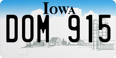 IA license plate DOM915