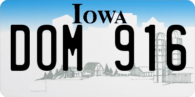 IA license plate DOM916