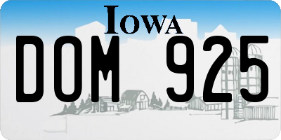 IA license plate DOM925