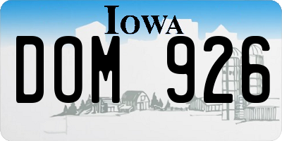 IA license plate DOM926