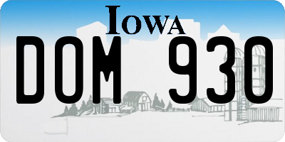 IA license plate DOM930