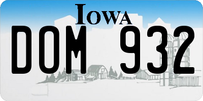 IA license plate DOM932