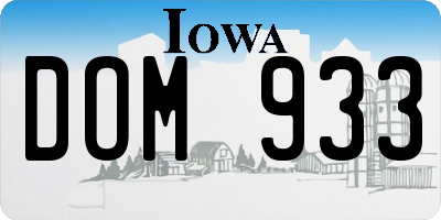 IA license plate DOM933