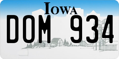IA license plate DOM934