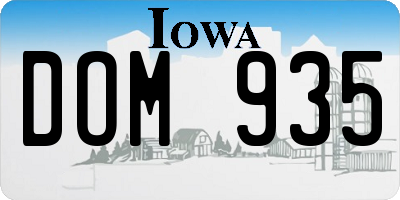 IA license plate DOM935