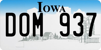 IA license plate DOM937