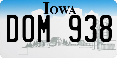 IA license plate DOM938