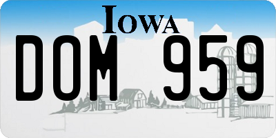 IA license plate DOM959