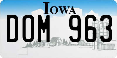 IA license plate DOM963