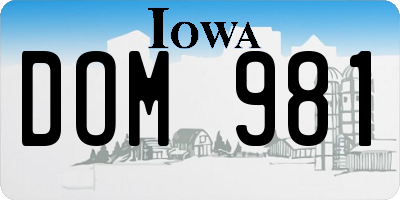 IA license plate DOM981