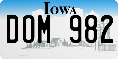 IA license plate DOM982