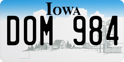 IA license plate DOM984