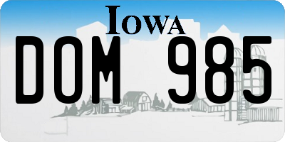 IA license plate DOM985