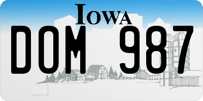 IA license plate DOM987
