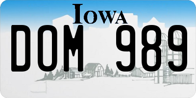 IA license plate DOM989