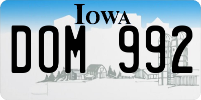 IA license plate DOM992