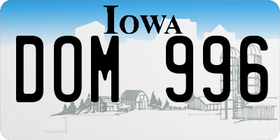 IA license plate DOM996