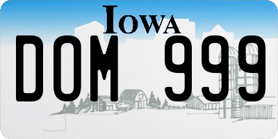 IA license plate DOM999
