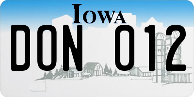 IA license plate DON012
