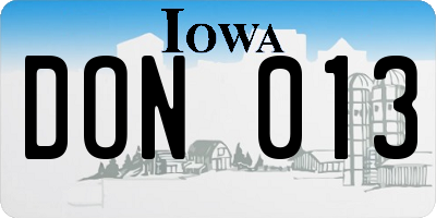 IA license plate DON013