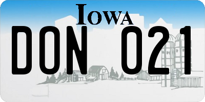 IA license plate DON021