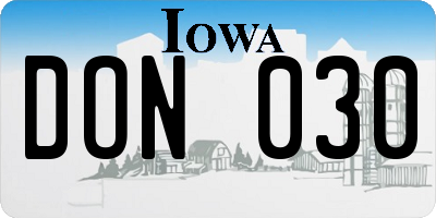 IA license plate DON030