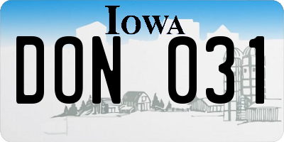 IA license plate DON031