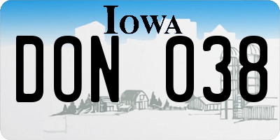IA license plate DON038