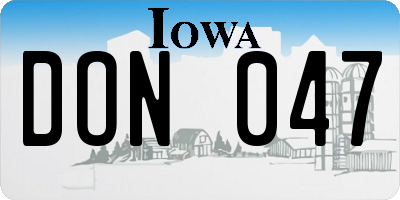 IA license plate DON047