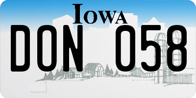 IA license plate DON058