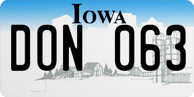 IA license plate DON063