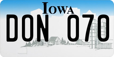 IA license plate DON070