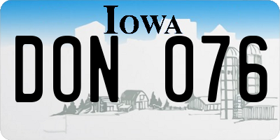 IA license plate DON076