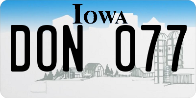 IA license plate DON077