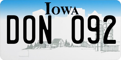 IA license plate DON092