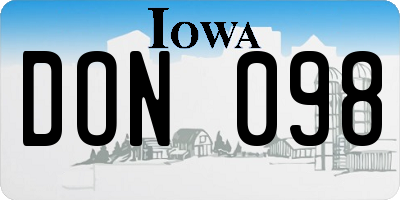 IA license plate DON098