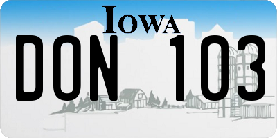 IA license plate DON103