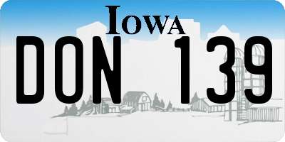 IA license plate DON139