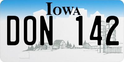 IA license plate DON142