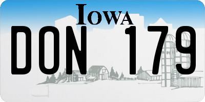 IA license plate DON179