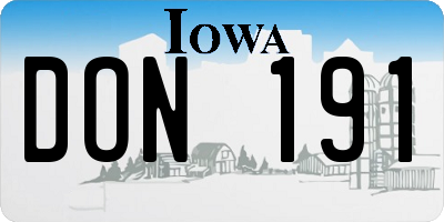 IA license plate DON191