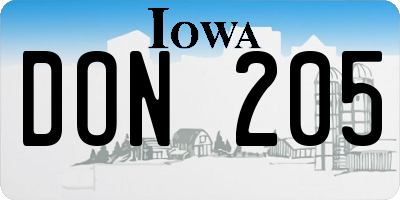 IA license plate DON205