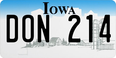 IA license plate DON214