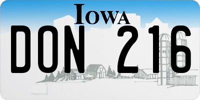 IA license plate DON216