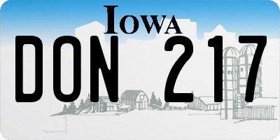 IA license plate DON217