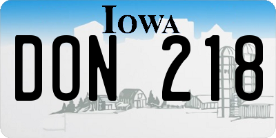 IA license plate DON218