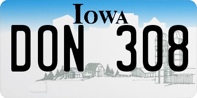 IA license plate DON308