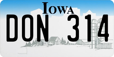 IA license plate DON314