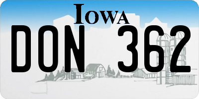 IA license plate DON362