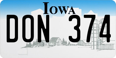 IA license plate DON374